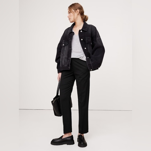 NWT! Banana Republic Black High-Rise Slim Italian Wool Ankle Pant - Multiple🔹🤎 - Picture 1 of 6